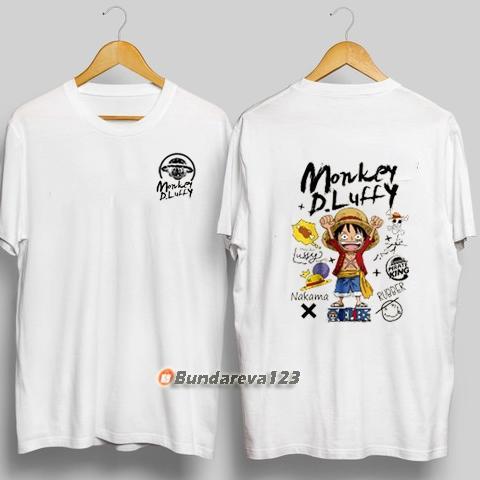 Gambar Kaos Pria Anime One Piece Luffy / Kaos Anime Pria Distro One Piece - Putih, XL dari Tara' undefined Tokopedia