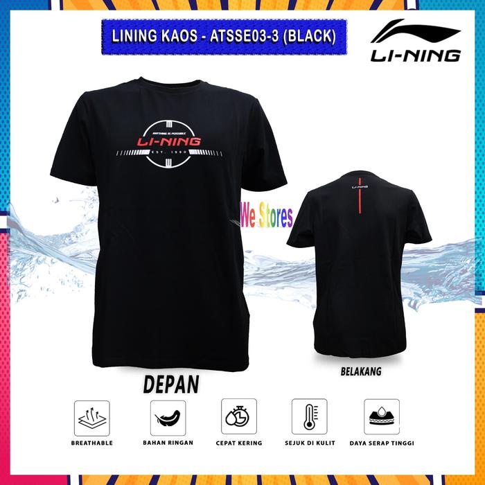 Gambar LINING ATSSE 03 Jersey / Kaos / T-shirt / Baju Badminton - Black, S dari We Store OS undefined Tokopedia