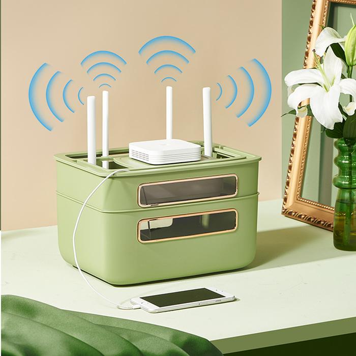 Gambar Kotak Router dan colokan kabel listrik organizer box besar cable manag - 2 Tingkat, Pearl White dari NOX Indonesia. undefined Tokopedia