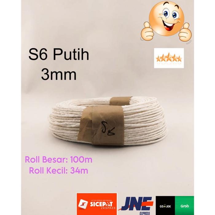 Gambar TALI KERTAS PAPERBAG KRAFT S6 3mm TALI ANYAMAN TALI KERAJINAN ROPE - Putih dari Flowerpack undefined Tokopedia