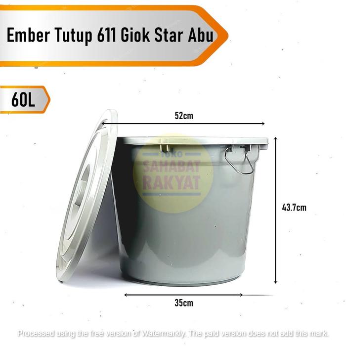 Gambar Ember Tutup Hitam Doff RML 60L - Giok Abu2 60L, Kardus dari Toko Sahabat Rakyat_NEW undefined Tokopedia