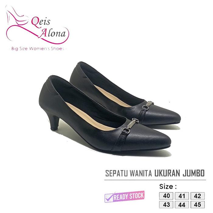 Sepatu Wanita (Ukuran Besar Jumbo 40-41-42-43-44-45) Heels Pantofel  Hitam, 42 di Zagib Store Tokopedia