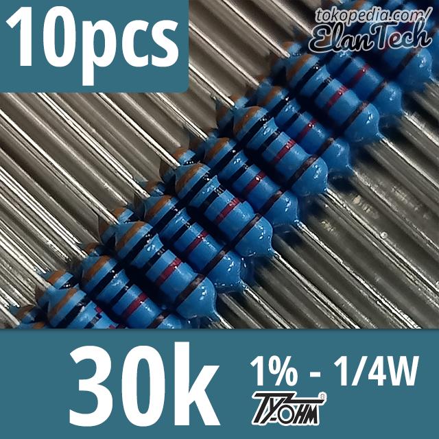 Gambar Resistor 30k Taiwan 10pcs 1/4W 1% 30 Kilo Ohm 0.25W ElanTech - TyOhm dari Elantech undefined Tokopedia