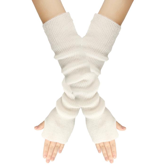 Gambar Manset Rajut Wanita + Long Hand Warmer Winter + Sarung Tangan Panjang - Putih dari MY LITTLE TULIP undefined Tokopedia