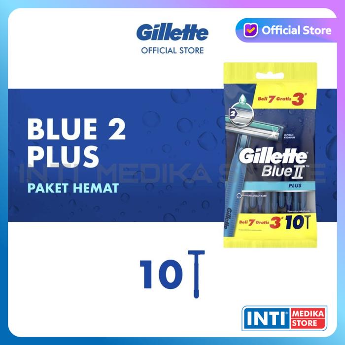 Gambar GILLETTE - Blue II PLUS Gilette Pisau Alat Cukur Kumis Jenggot Gillete - Plus Isi 10 dari INTI MEDIKA STORE undefined Tokopedia