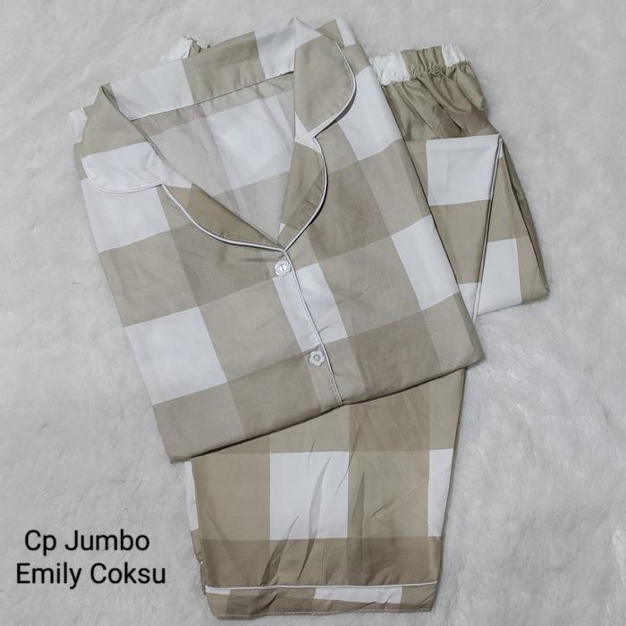 Gambar Piyama CP Wanita Jumbo Motif Kotak Setelan Baju TIdur Bahan katun - Emily Coksu, 4XL dari LAZA Collection undefined Tokopedia