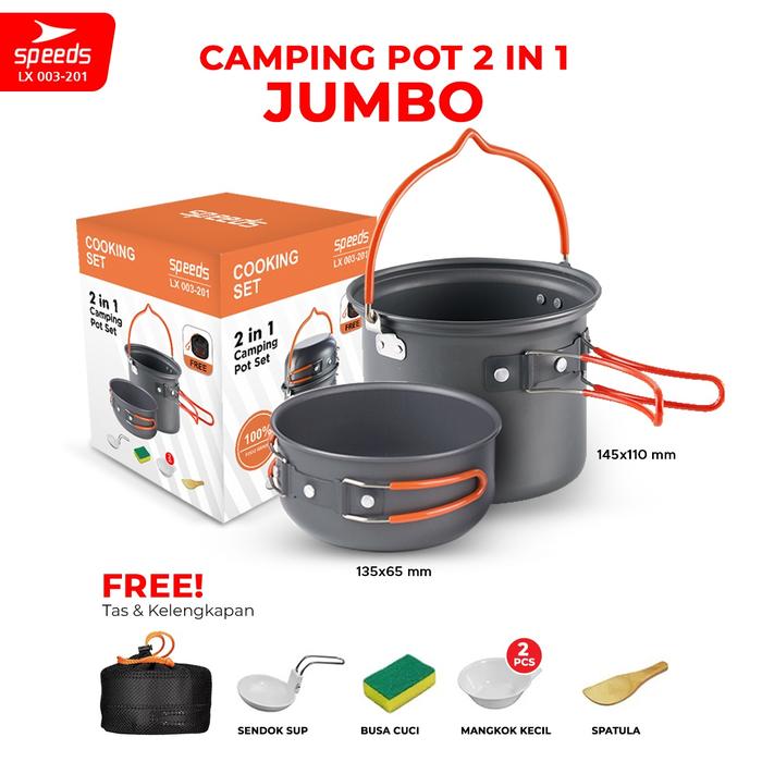 Gambar SPEEDS Alat Masak Camping 2in1 Nesting Panci SET Alam Outdoor 003-200 - 003-201 SET dari Speedshome undefined Tokopedia