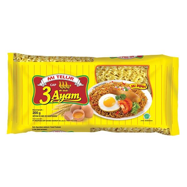 Gambar Mie Telur Cap 3 Ayam 200Gram| Mie Kuning Keriting Cap 3 ayam - MIE CAP 3 AYAM dari zayidanzayidan undefined Tokopedia