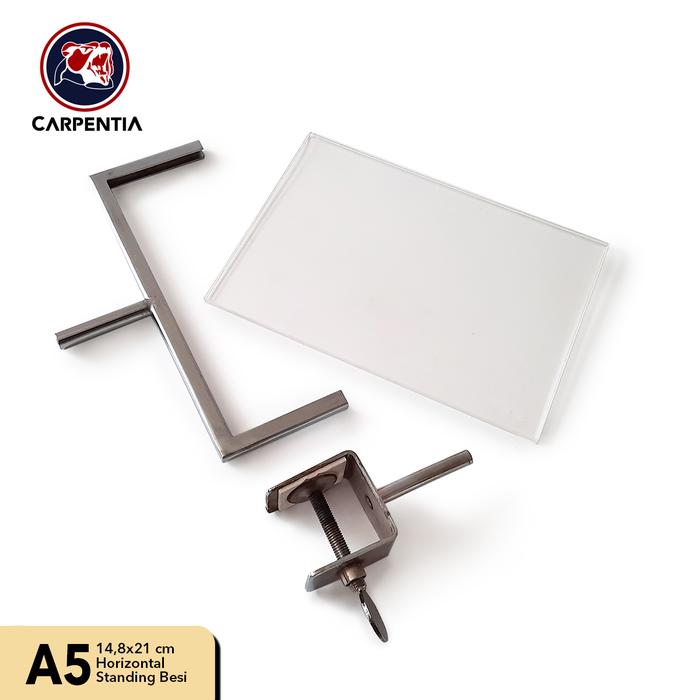 Gambar Acrylic Stand Uk. A5 - Display Harga Akrilik - Sistem Jepit Putar Besi - Chrome Silver dari Carpentia Indonesia undefined Tokopedia