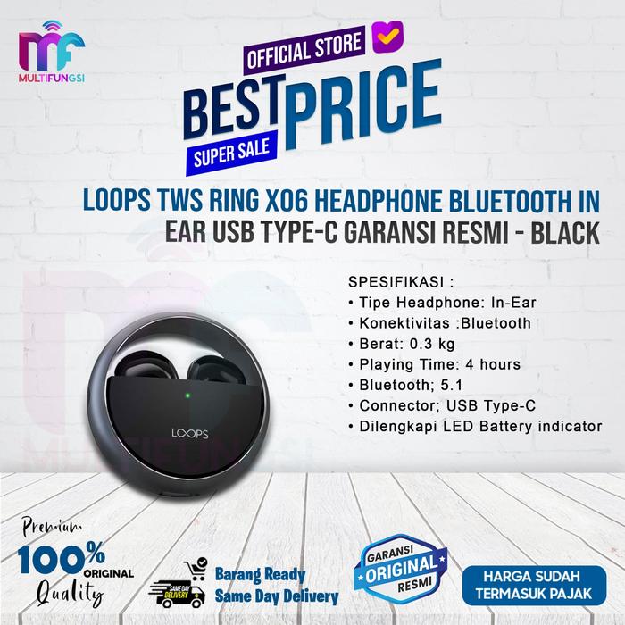 Gambar Loops TWS Ring X06 Headphone Bluetooth In Ear USB Type-C Garansi Resmi - BLACK dari Multifungsi Online undefined Tokopedia