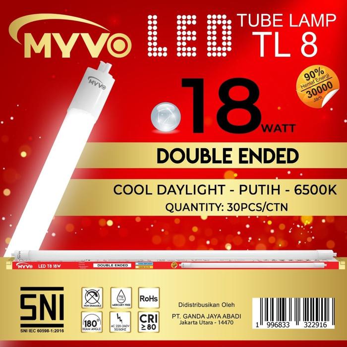 Gambar Paket 1 Dus Lampu TL T8 LED 18 Watt Putih - Panjang 120cm HINOMARU T8 - MYVO dari CARINA LISTRIK GUDANG LAMPU undefined Tokopedia