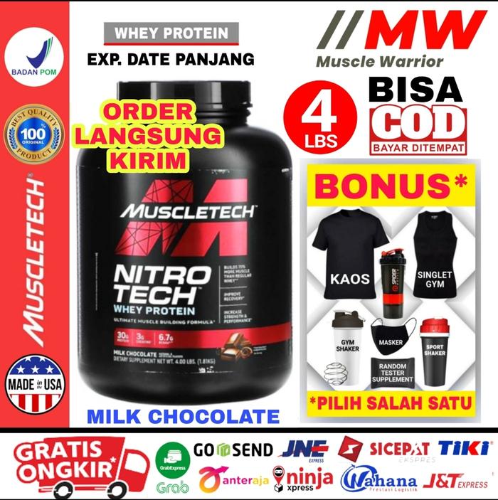 Gambar Muscletech Nitrotech 4 Lbs Nitro Tech 4Lb Whey Protein Isolate BPOM - Coklat, SINGLET GYM dari MUSCLE WARRIOR undefined Tokopedia
