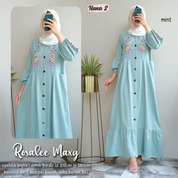 Gambar Rosalee Maxy Gamis - Mint dari ETHNICS Batik ONLINESHOP undefined Tokopedia