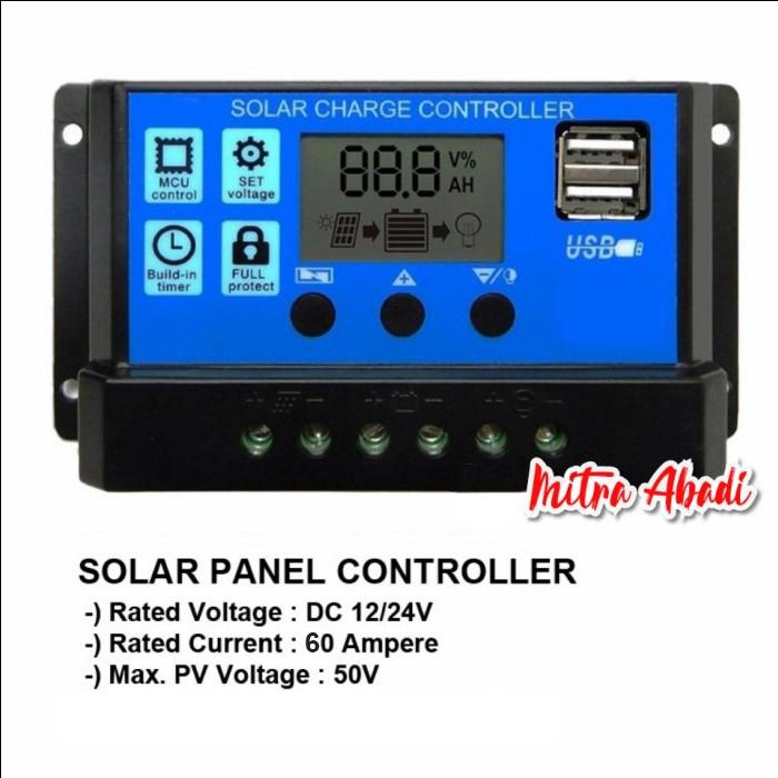 Jual SOLAR Panel CHARGE CONTROLLER LCD Display DC 12V / 24V Dual USB ...