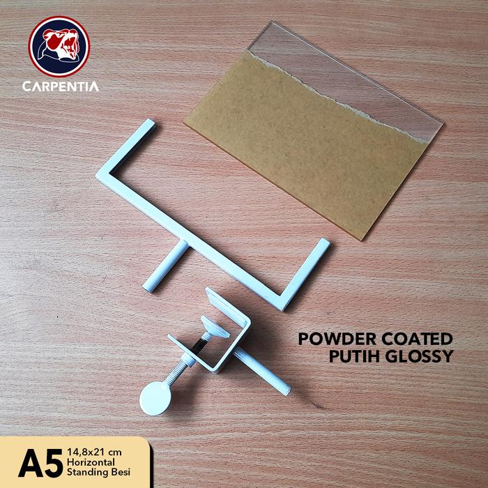 Gambar Acrylic Stand Uk. A5 - Display Harga Akrilik - Sistem Jepit Putar Besi - Putih Glossy dari Carpentia Indonesia undefined Tokopedia