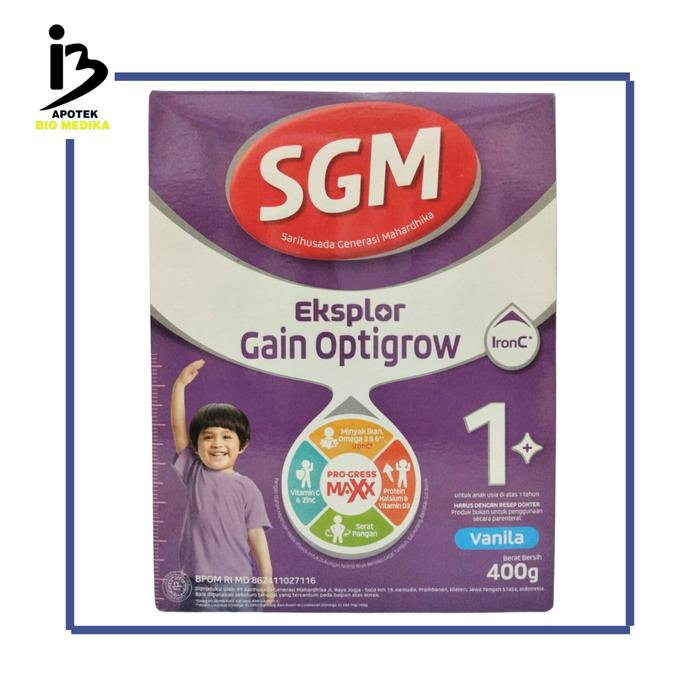 Gambar susu sgm gain optigrow 1 plus 400gr dari Apotek Bio Medika Soreang undefined Tokopedia