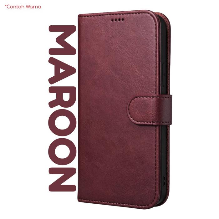 Gambar Case Infinix Hot 30i / Casing Infinix Hot 30i / Sarung Kulit Dompet - Merah Maroon dari Indo Smart Acc Hp undefined Tokopedia