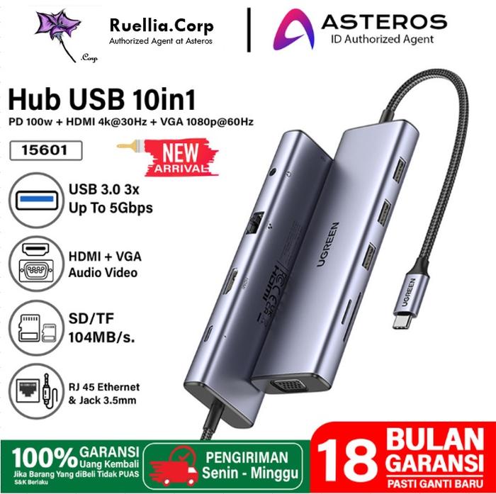 Gambar Ugreen USB C Hub 10 in 1 Type C to USB3.0 HDMI VGA PD RJ45 Aux 3.5mm - 15601, G.Resmi Indo dari Ruellia.Corp undefined Tokopedia