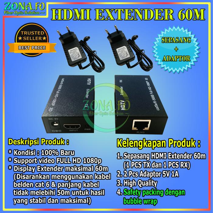 Promo Hdmi Extender 60m Hdmi Extension Over Kabel LAN Ethernet