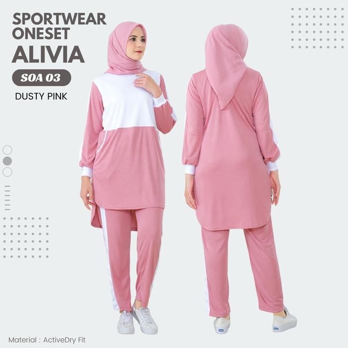 Gambar Sportwear Oneset Alivia SOA03 - Setelan Olahraga Wanita - Dusty Pink, M dari Alivia House undefined Tokopedia