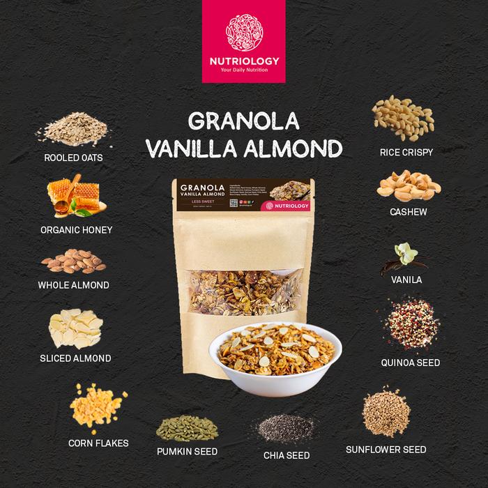 Gambar Granola LESS SWEET 400 gr Nutriology Sereal Makanan Diet Sehat Crunchy - Vanilla Almond dari Nutriology Indonesia undefined Tokopedia