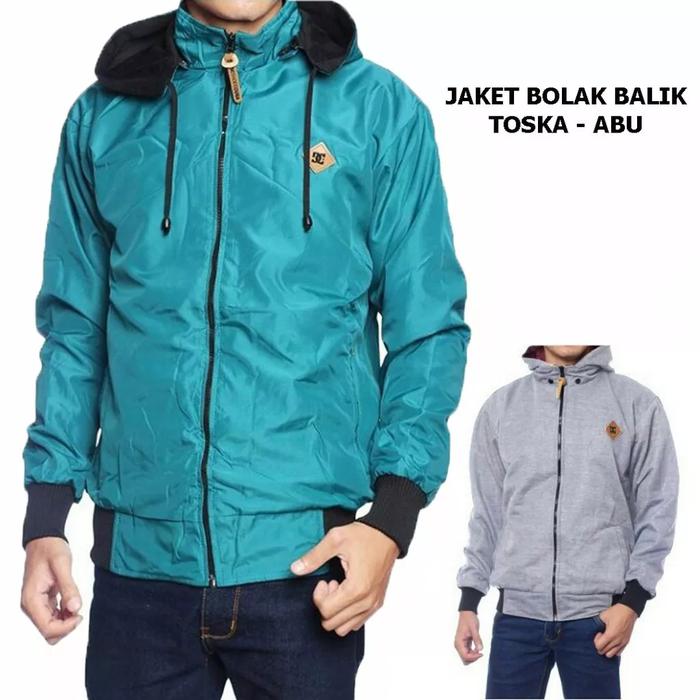 Gambar Jaket DC Pria Bolak Balik Jaket cowok pria 2 in 1 Premium Parasut Kain - Tosca Abu, M dari TEAF OFFICIAL undefined Tokopedia