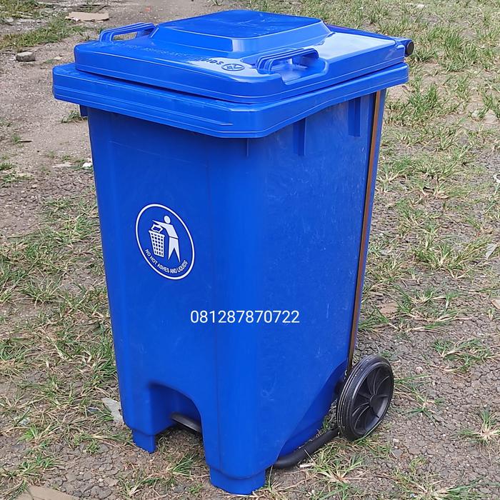 Gambar Tempat Sampah Roda 240 Liter Pedal HDPE Hijau - Tong Sampah Besar Outdoor dengan 2 Roda dan Pedal Kaki untuk Perumahan & Gedung - Biru dari Mulya fiberglass undefined 5 Tokopedia