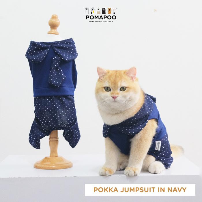 Gambar POMAPOO - Baju Kucing dan Baju Anjing Pokka Jumpsuit dan Dress - JUMPSUIT NAVY, POKKA - S dari Pomapoo undefined Tokopedia