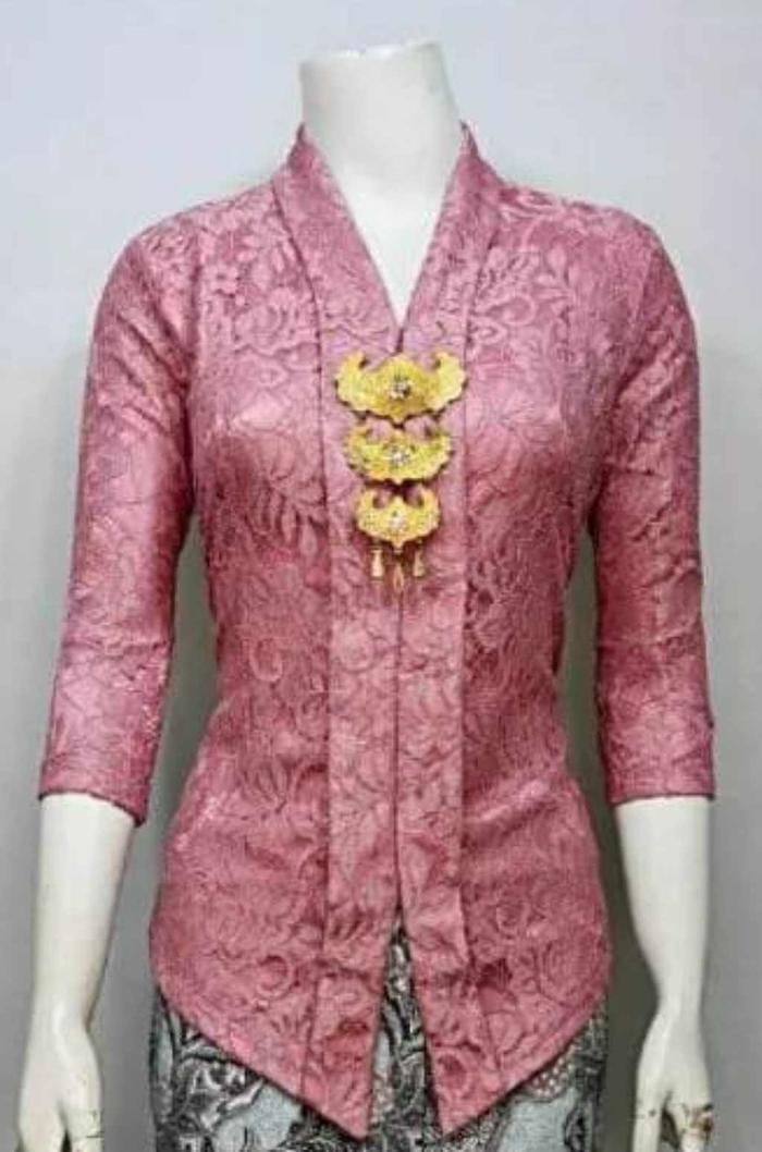 Gambar KEBAYA KARTINI BROKAT LAPIS FULL FURING KATUN LENGAN 7/8 KANCING KJEK - BLUE ICE, M dari kebayajadimodern undefined 5 Tokopedia