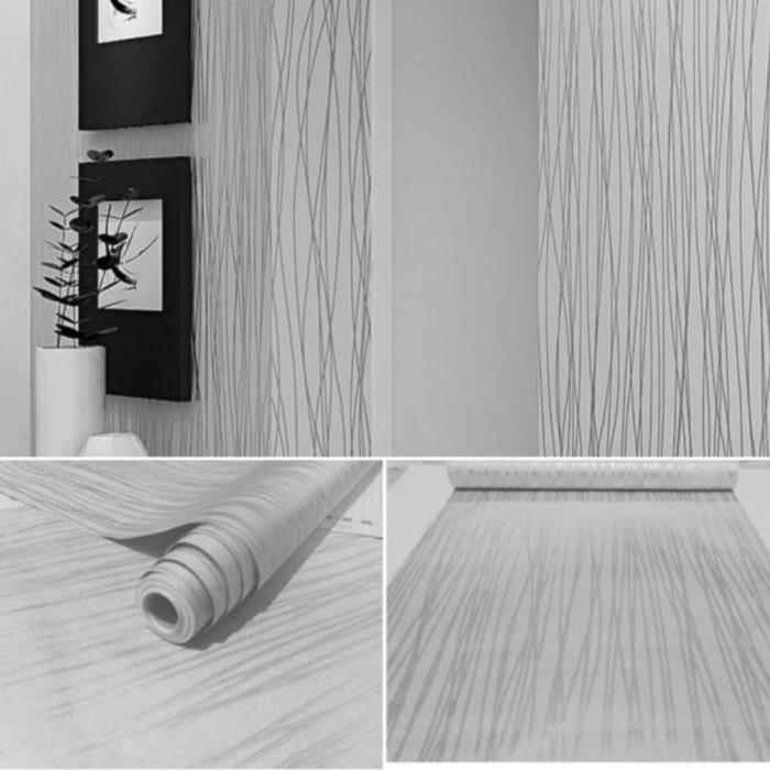 Gambar wallpaper sticker dinding polos silver garis gelombang - Silver #2 dari Gili-Genting undefined Tokopedia