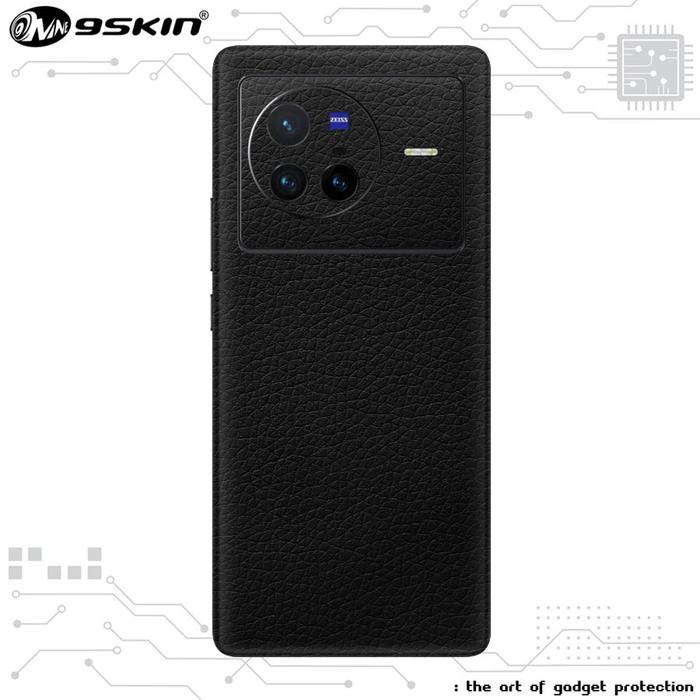 Gambar 9Skin Premium Skin For vivo X80 - 3M Leather/Wood Texture - Black Leather, Back Only dari 9SKIN Premium undefined Tokopedia