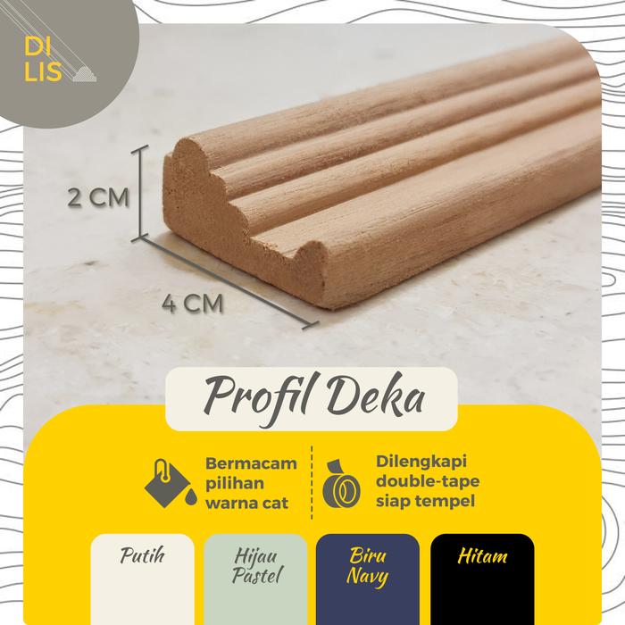 Gambar DILIS PROFIL LIS WALLMOULDING / TEMPLATE LEBAR 2,5 - 3 METER (33 A) - PROFIL DEKA, PUTIH dari Dilis Indonesia undefined Tokopedia