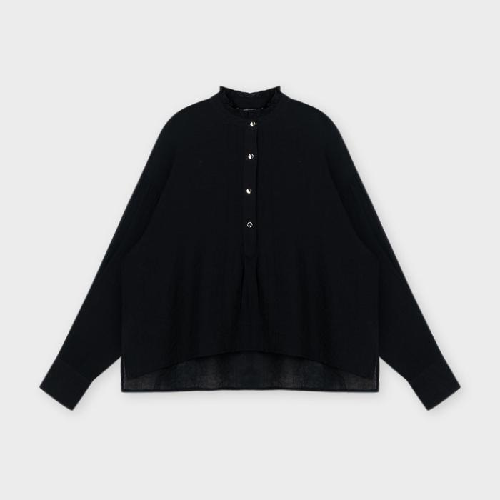Gambar URBAN&CO Fashion Little Ruffle Neck Shirt - D1069 - BLACK, M dari URBAN&CO OFFICIAL undefined Tokopedia