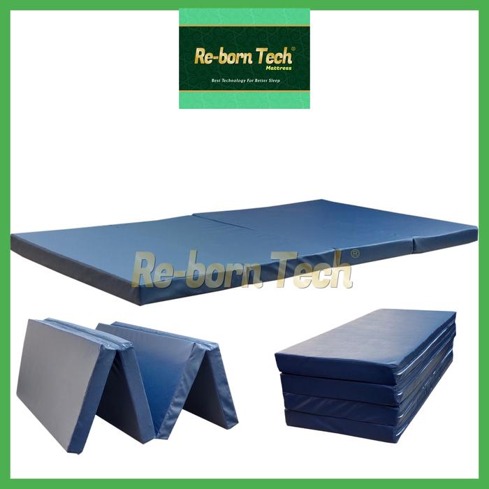 Gambar Re-born Tech Kasur Lipat 4 Rebounded 120x185x7cm Kasur Lantai Playmat Cover Kulit Anti Air - Navy dari Re-born Tech Kota Tangerang Tokopedia