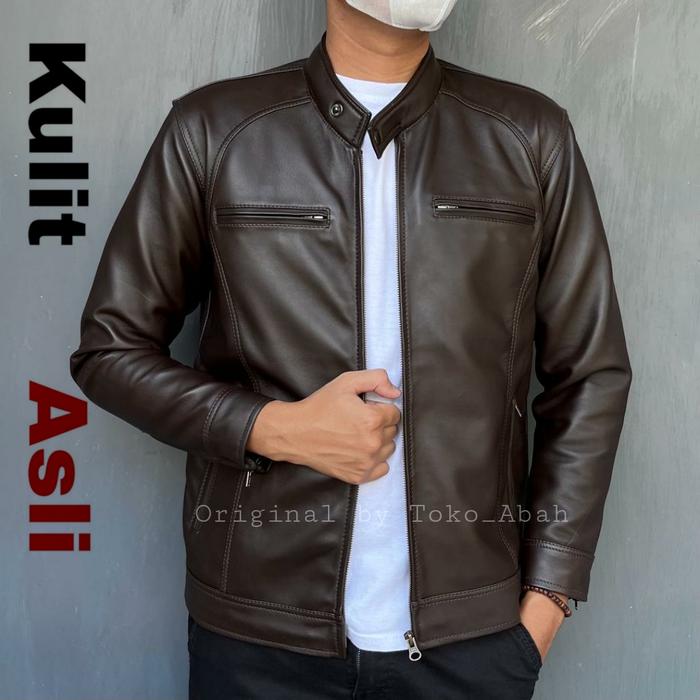 Gambar Jaket Kulit Asli Full Domba Model Simple Keren Kekinian 100% Kulit - M, Hitam dari RM KULIT undefined Tokopedia