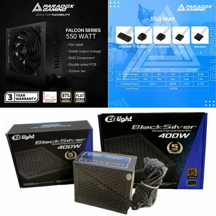 Gambar Enlight Blacksilver 400W 80 Plus Bronze Power Supply dari BIGBANG COMPUTER undefined Tokopedia