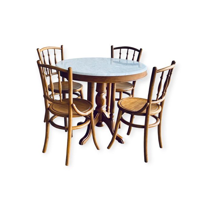 Gambar Meja Makan Bundar, Set Meja Cafe Bundar Minimalis Marmer - Diameter 80 cm dari Toko Indo Furniture undefined Tokopedia