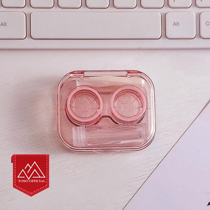 Gambar TEMPAT SOFTLENS TRAVEL BENING CLEAR SOFTLENS CASE MINI KONTAK LENSA - Pink dari Toso Mart undefined Tokopedia