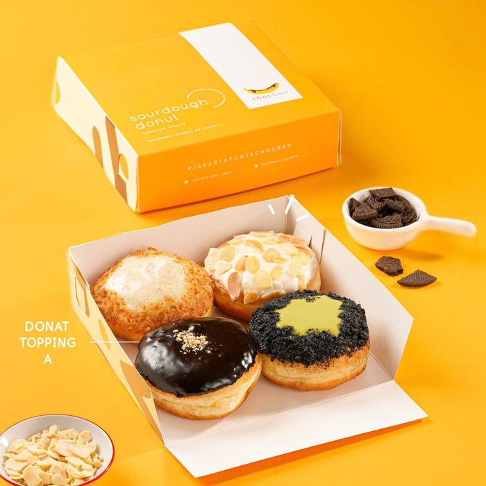 Gambar Chocban Jakarta - 1 Box Donat Topping isi 4 - Topping A dari Chocban Jakarta undefined Tokopedia