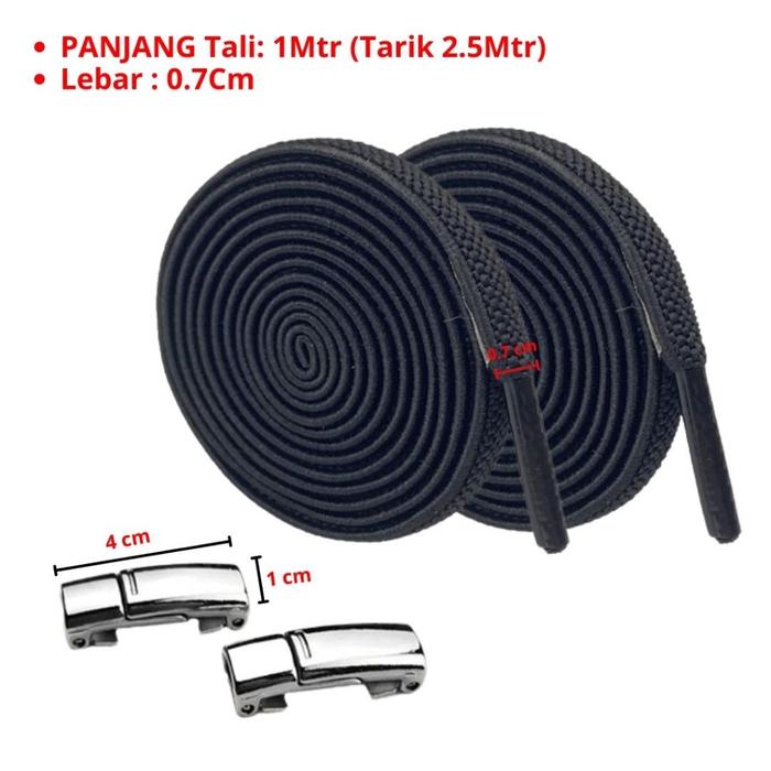 Gambar Tali Sepatu Magnet Elastis Simple dengan Capsulelock Shoelace Magnetic - HITAM SILVER dari Mynoona Toona undefined Tokopedia