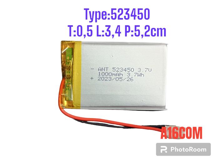Gambar Baterai lithium polimer 1000mah 523450 - 52X34mm - 1000mah dari A16COM undefined Tokopedia