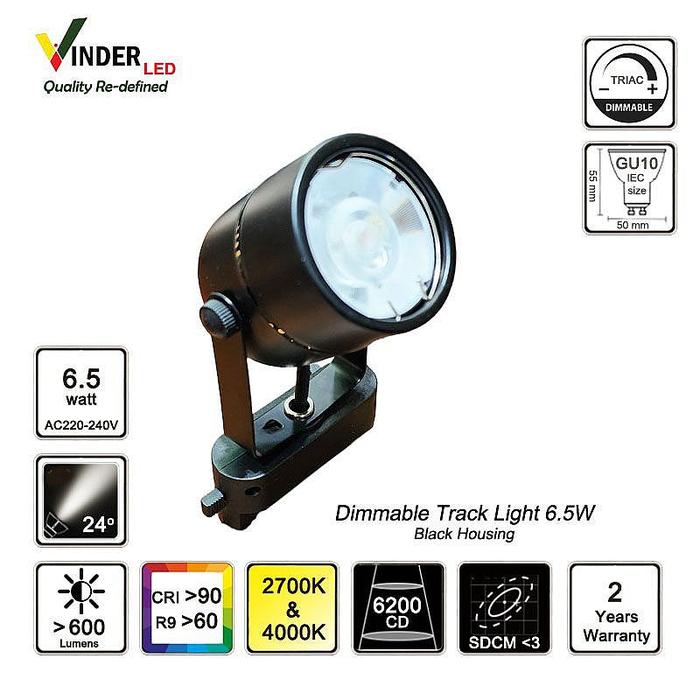 Gambar Vinder Track Light 6.5W Dimmable - Hitam, 2700K dari Sinar Makmur LED undefined Tokopedia