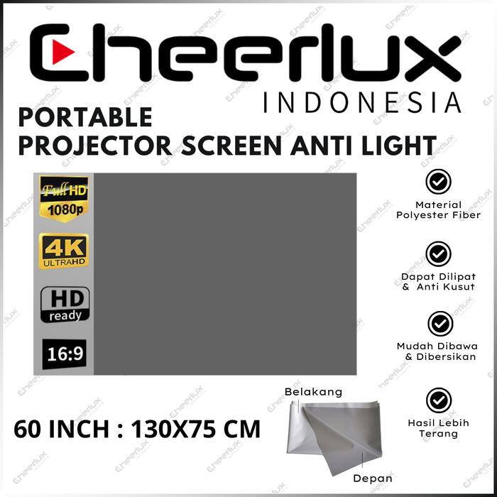 Gambar Layar Proyektor Anti Light Folded 60-70-80-100-120 Inch Ratio 16:9 - 60 INCH dari Cheerlux Indonesia undefined Tokopedia