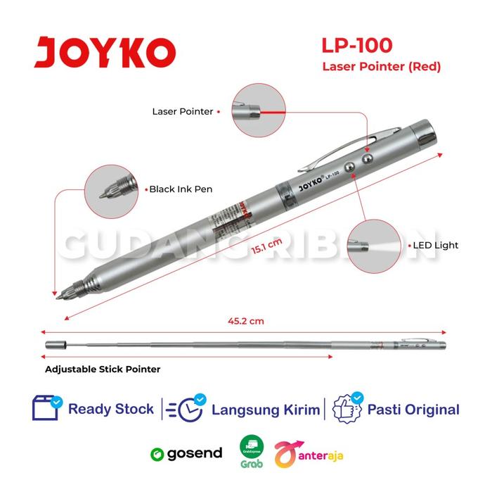 Gambar JOYKO LP-100 LASER POINTER PLUS PULPEN SENTER STICK ADJUSTABLE 4 IN 1 dari TOKO-OEM undefined Tokopedia