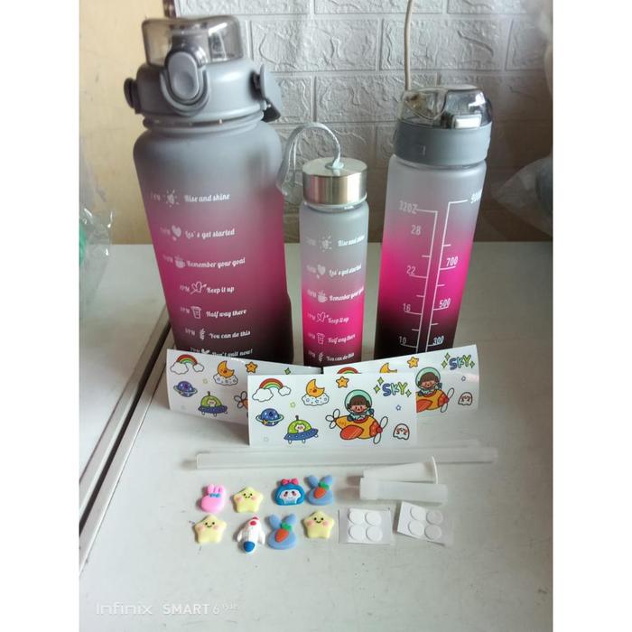 Gambar Ready Botol Minum Viral Botol Beranak 3In1 Botol Doff Free Sedotan - abu dari Rohan Annisa undefined Tokopedia
