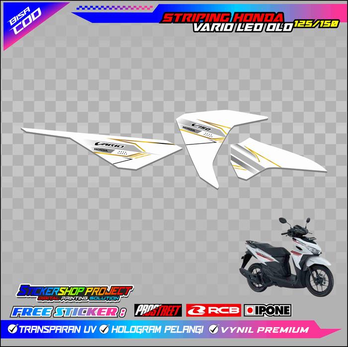 Gambar STRIPING VARIASI HONDA VARIO 125,150 LED OLD / STICKER LIST VARIO - PUTIH GOLD, HOLOGRAM dari Petrok Striping undefined Tokopedia