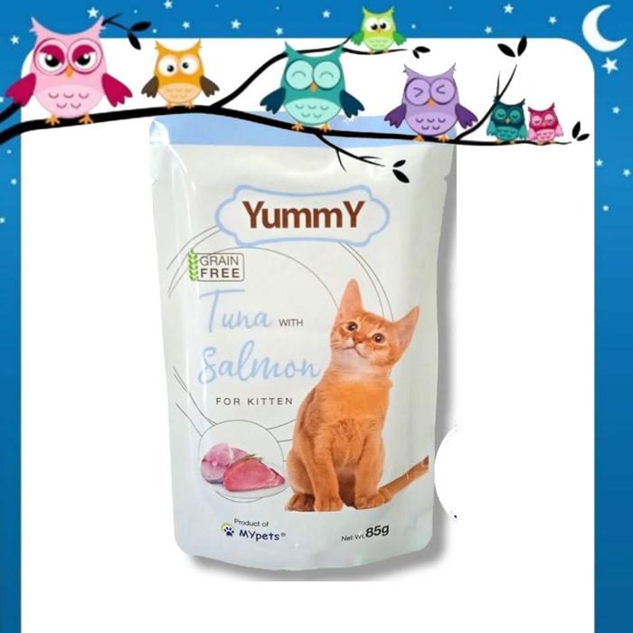 Gambar YUMMY CAT pouch 85GR kitten adult makanan kucing basah sachet - KITTEN SALMON dari OWL petshop undefined Tokopedia