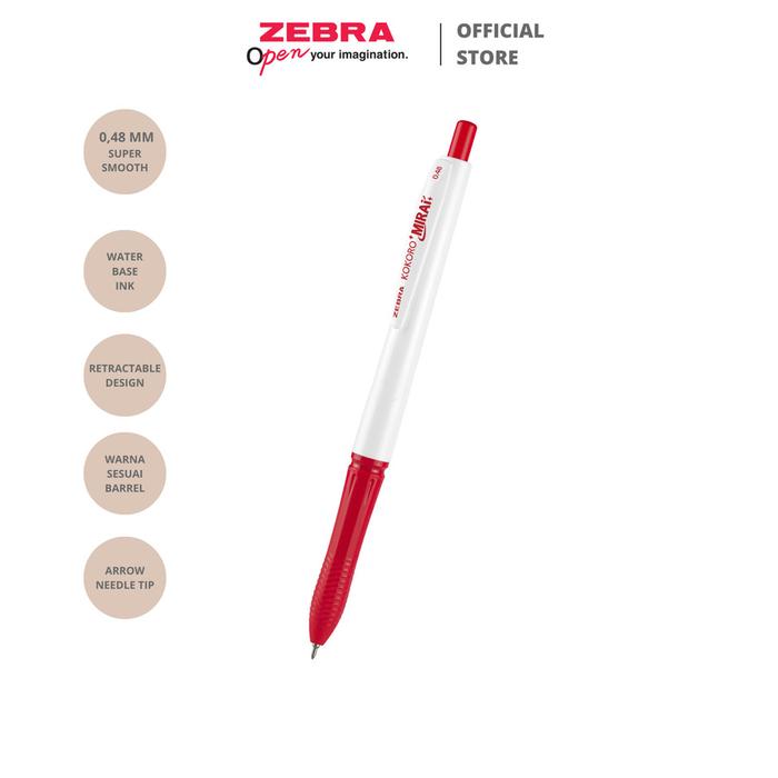 Gambar PULPEN KOKORO MIRAI / ZEBRA GEL PEN KOKORO MIRAI 0.48 SUPER SMOOTH - RED dari Artpediashop undefined 5 Tokopedia