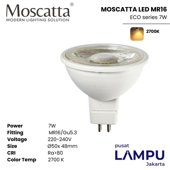 Gambar Moscatta MR16 Eco Series 7watt LED 220V GU 5.3 7W - 2700k, 24 Degree dari Pusat Lampu Jakarta undefined Tokopedia