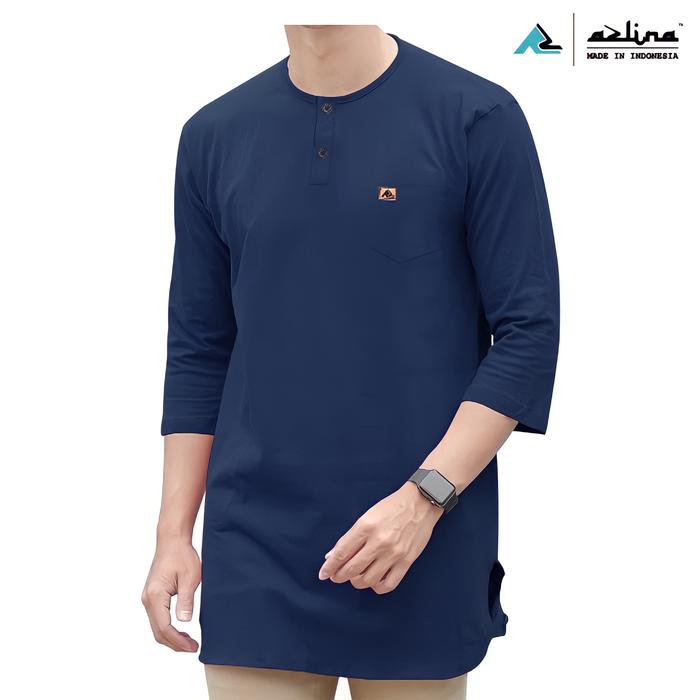 Gambar Koko kaos kurta pria dewasa lengan 3/4 fashion muslim epic terbaru - Gk Navy, XL dari Azlina Official Store undefined Tokopedia